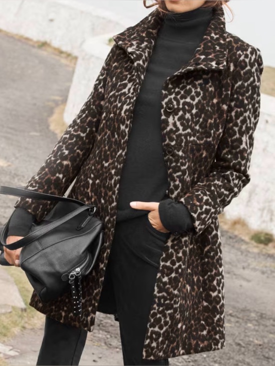 Via Spiga Jackets & Blazers - Via Spiga Leopard Print Wool-Blend Coat